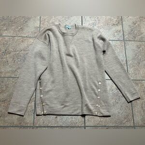 J. McLaughlin Taupe Gray Sweater with Button Details Size M casual
